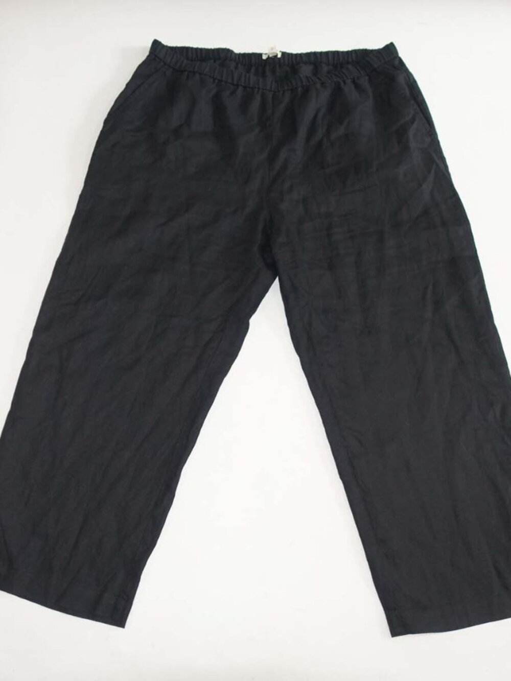 Eileen Fisher Womens Pull On Pants Size 1X Black 100% Organic Linen 26.5" Inseam